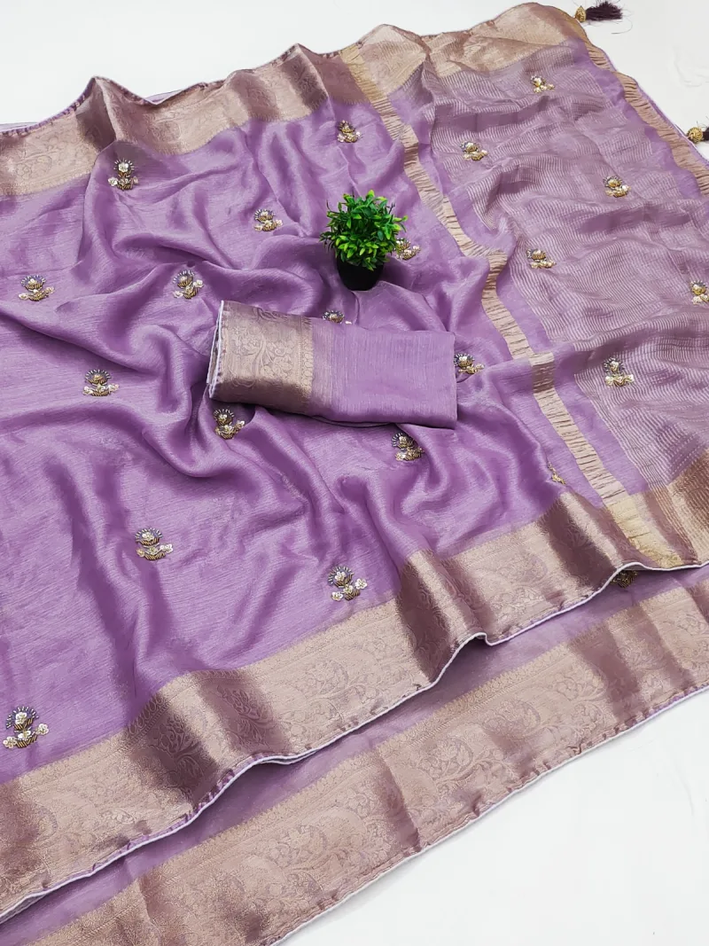 Ktd 3008 Fandy Chiffon Beads Work Saree